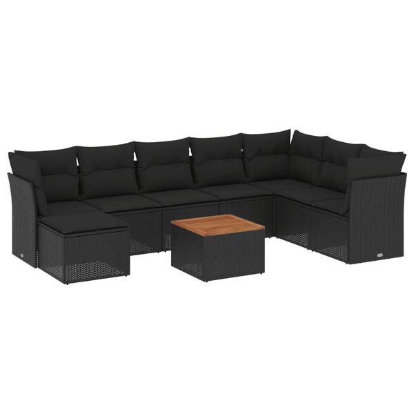 vidaXL Patio Sofa Set Black
