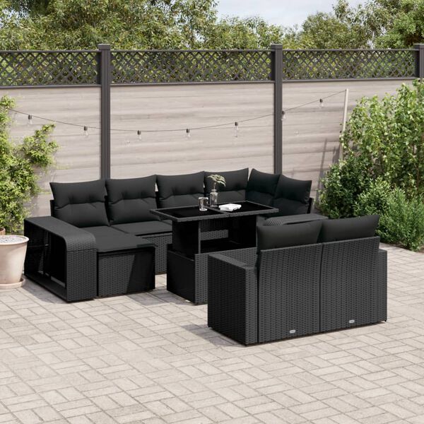 vidaXL Garden Sofa Set Black