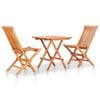vidaXL Bistro Set Natural Brown, Grey Cushions Teak Wood, Polyester Cushion