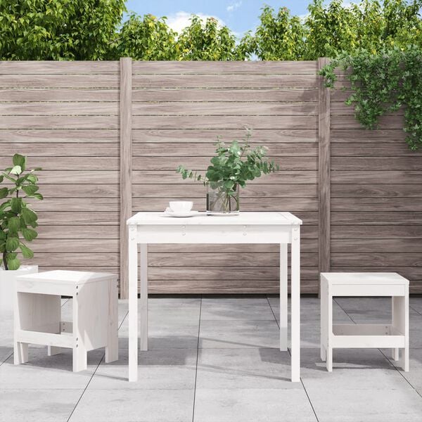 vidaXL Garden Bistro Set White Solid pine wood Compact Durable
