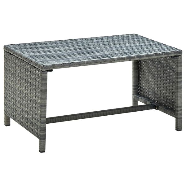 vidaXL Coffee Table Anthracite Poly Rattan 27.6 x 15.7 x 15.0 in
