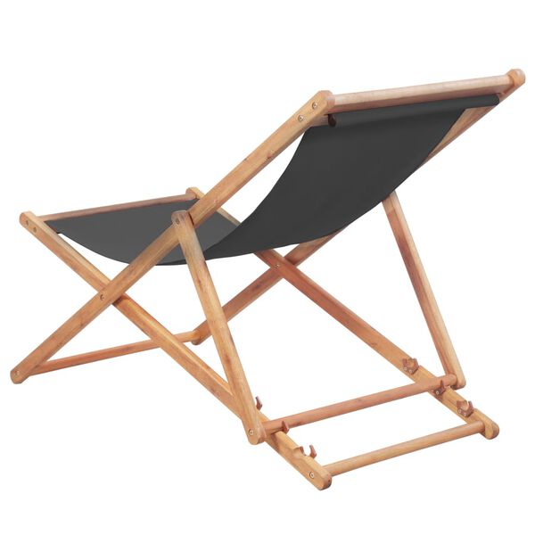 vidaXL Beach Chair Grey Solid Eucalyptus wood and Polyester fabric Medium