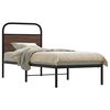 vidaXL Bed Frame Brown Oak Steel, engineered wood Twin