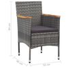 vidaXL 5 Piece Patio Dining Set with Cushions Poly Rattan Gray