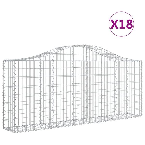 vidaXL Gabion Basket Set of 18 Silver Galvanized iron
