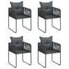 vidaXL Dining Set Black PVC rattan, powder-coated steel, aluminum, WPC