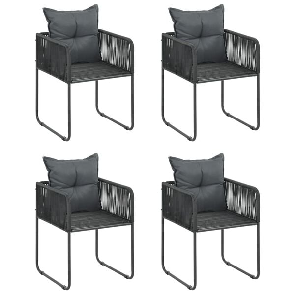 vidaXL Dining Set Black PVC rattan, powder-coated steel, aluminum, WPC