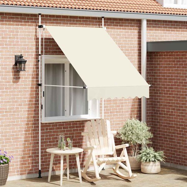 vidaXL Retractable Awning Cream Polyester with PU coating, Steel