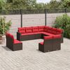 vidaXL 11 Piece Patio Sofa Set with Cushions Brown Poly Rattan