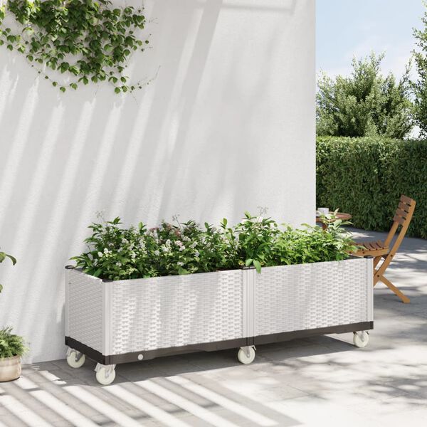 vidaXL Garden Planter White Polypropylene Large Portable