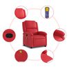vidaXL Massage Recliner Chair Red Faux Leather Standard