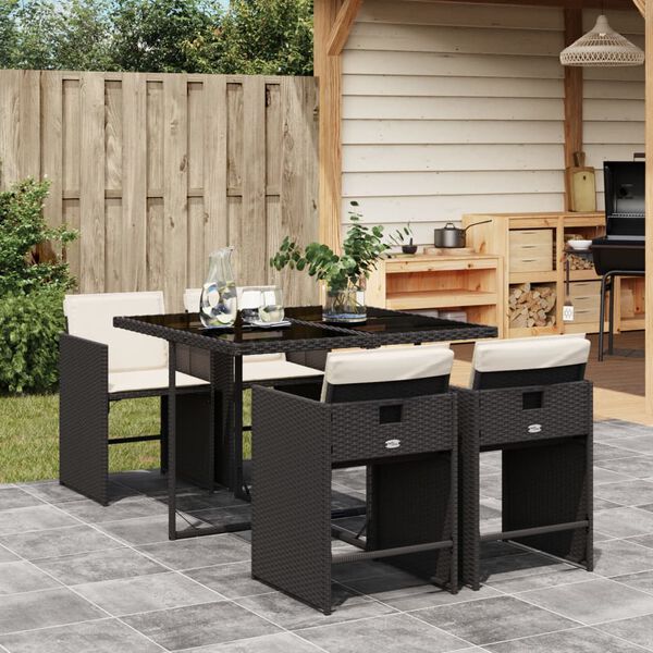 vidaXL Garden Dining Set Black, Brown, Cream White