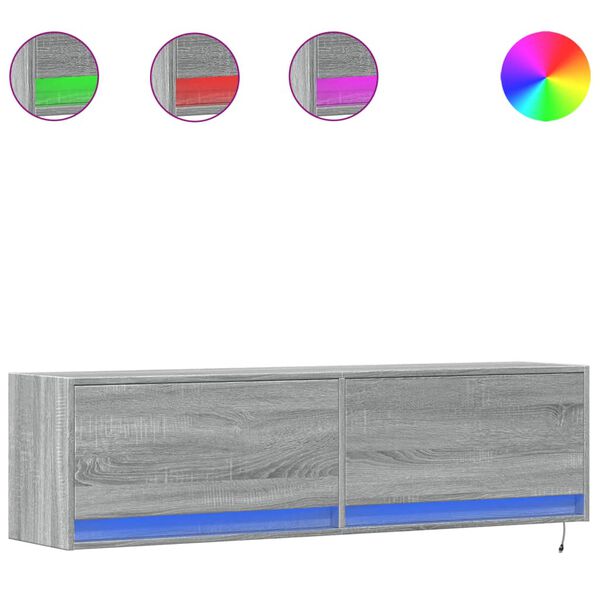 vidaXL TV Wall Cabinet Grey Sonoma Engineered wood Medium