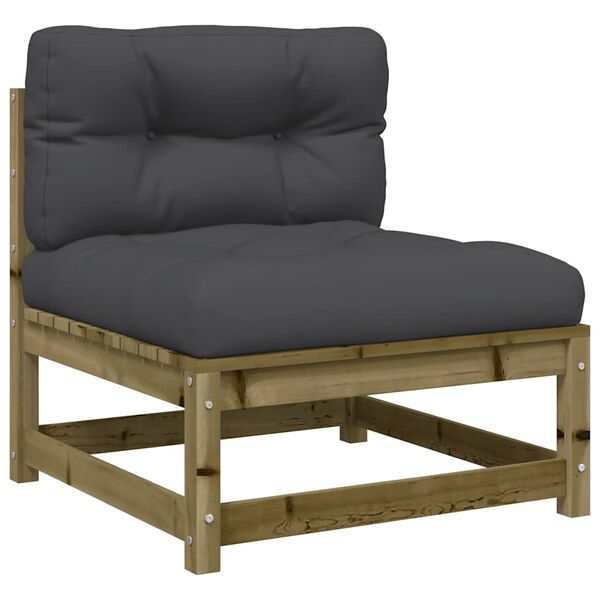 vidaXL Patio Sofa Armless with Cushions Impregnated Wood Pine