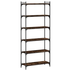 vidaXL Bookcase Smoked Oak Engineered wood, metal 6-Tier Adjustable Feet