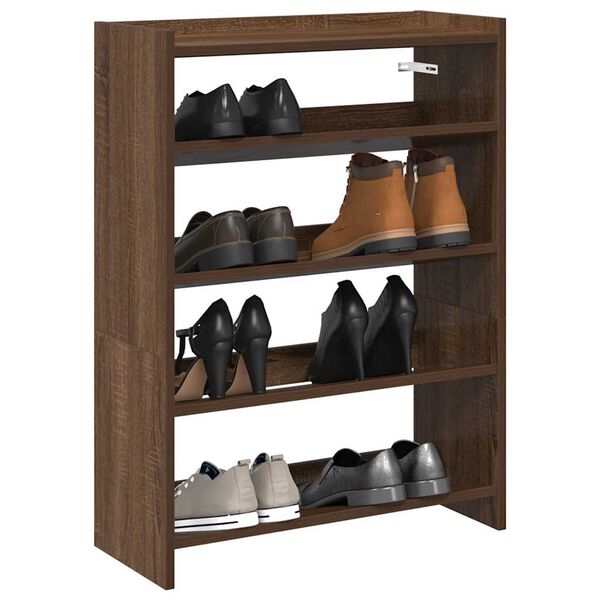 vidaXL Shoe Rack Brown Oak Engineered Wood Compact Shoe Rack