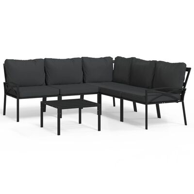 vidaXL 6 Piece Patio Lounge Set with Gray Cushions Steel