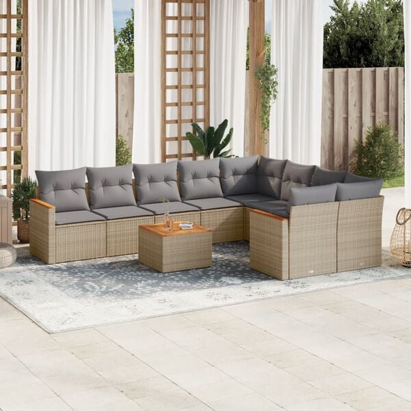 vidaXL Garden Sofa Set Beige, Light Grey