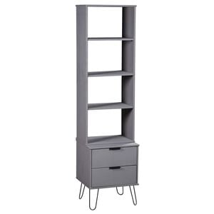 vidaXL Book Cabinet New York Grey Solid pine wood, metal Extra Tall