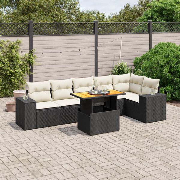vidaXL Garden Sofa Set Black, Cream White