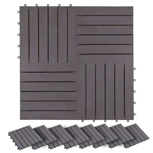 vidaXL Decking Tiles 30 pcs Gray Wash 11.8"x11.8" Solid Acacia Wood