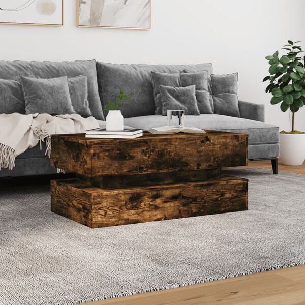 vidaXL Coffee Table Smoked Oak Engineered Wood 35.4 x 19.7 x 15.7 in