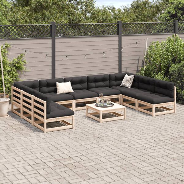 vidaXL Garden Sofa Set Natural Pine Solid Pine Wood Large Modular