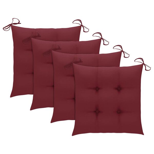 vidaXL Patio Chair Set of 4 Wine red and natural wood