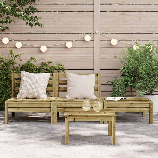 vidaXL Garden Sofa Natural Pine Treated Pine Wood 3-Seater Modular