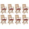vidaXL Folding Chairs with Cushions 8 pcs Solid Acacia Wood
