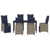 vidaXL Table and Chair Set with Cushion 7 pcs Grey PE Rattan