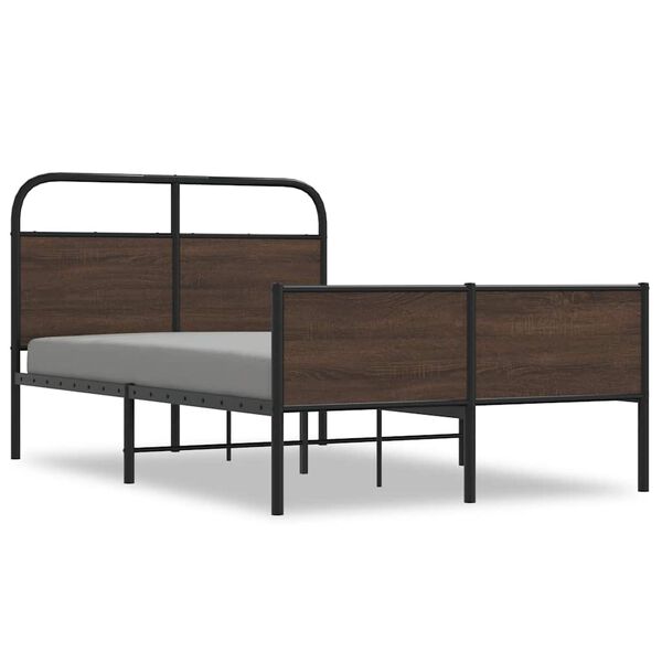 vidaXL Bed Frame Brown Oak Steel frame, engineered wood panels Full