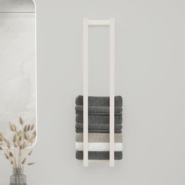 vidaXL Towel Rack White Solid pine wood Wall mounting Towel Rack