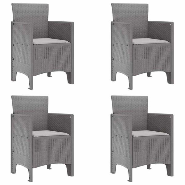 vidaXL Garden Chair 4 pcs Light gray 53 x 49 x 85 cm PP