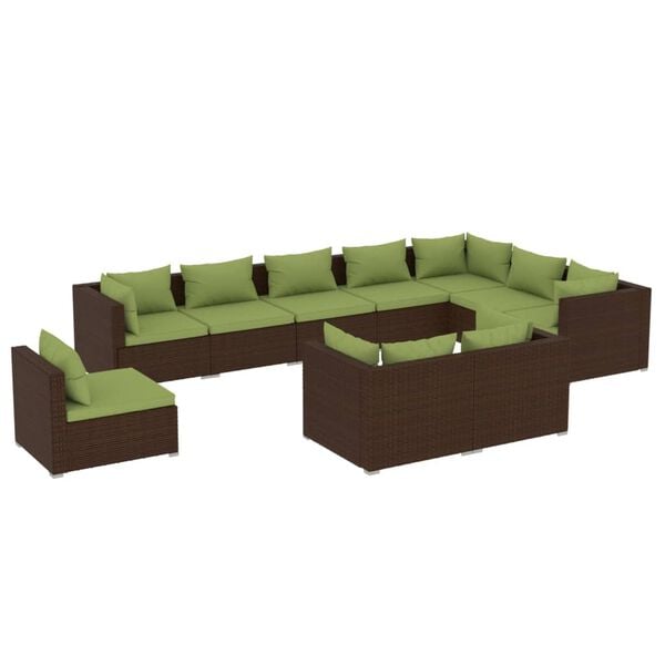 vidaXL Garden Lounge Set Brown PE rattan Large Modular