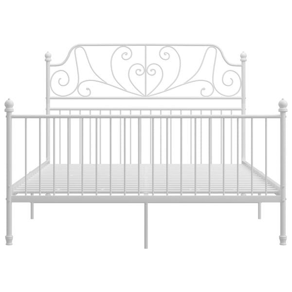 vidaXL Bed Frame White Powder-coated metal Full Durable Bed Frame