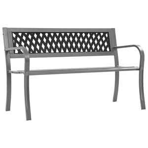 vidaXL Garden Bench Black Steel, plastic 47.2 in Durable Garden Bench