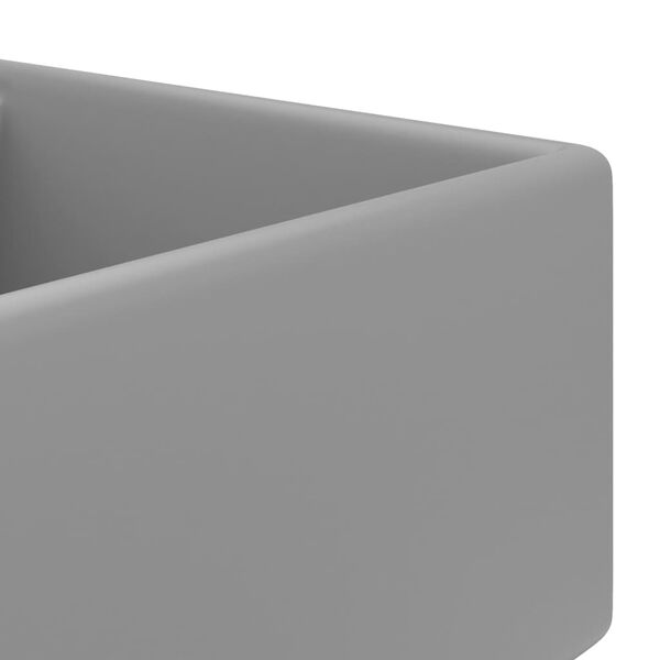 vidaXL Luxury Basin Overflow Square Matt Light Grey 16.1x16.1" Ceramic