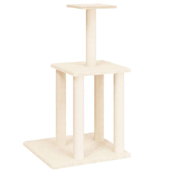 vidaXL Cat Tree Cream Engineered wood, Plush, Sisal Medium Sturdy