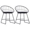 vidaXL Dining Chair Set of 2 Black Powder-coated steel and faux leather