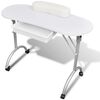 White Foldable Manicure Nail Table with Castors