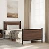 vidaXL Bed Frame Brown Oak Steel, Engineered Wood Small Single Bed Frame
