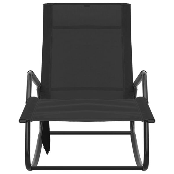 vidaXL Sun Lounger Black Steel and Textilene fabric 57.1 x 22.4 x 32.7 in