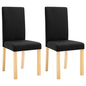 vidaXL Dining Chair Set of 2 Black Fabric, Rubber Wood Standard