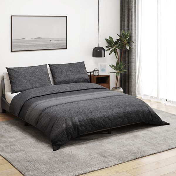 vidaXL Duvet Cover Set Dark Grey 100% Cotton 61 x 87 in Lightweight