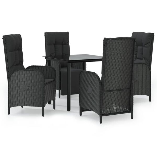 vidaXL Garden Dining Set Black