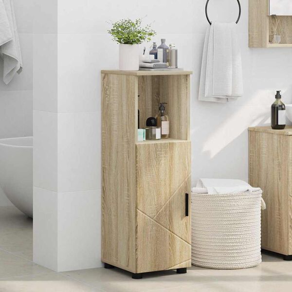 vidaXL Bathroom Cabinet with Door Sonoma Oak 11.81 x 13.78 x 37.40 in