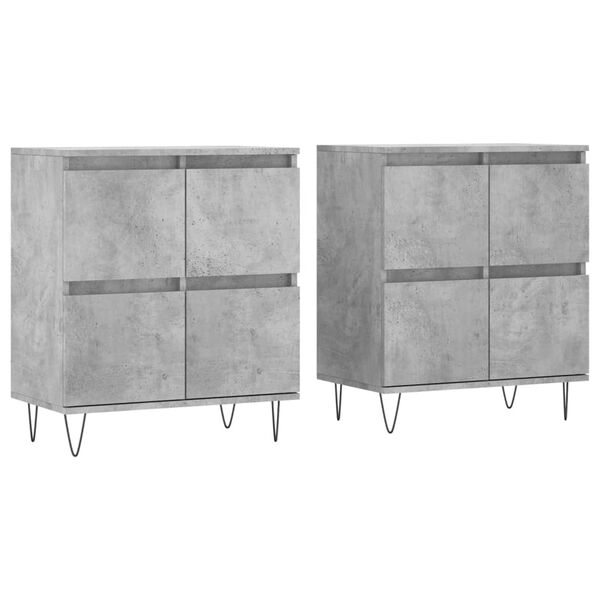 vidaXL Sideboard Set of 2 Concrete Gray Engineered Wood Large