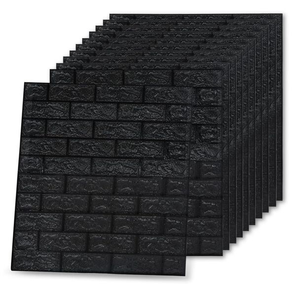vidaXL Wallpaper Set of 40 Black PE Foam 27.6 x 30.3 in Wallpaper