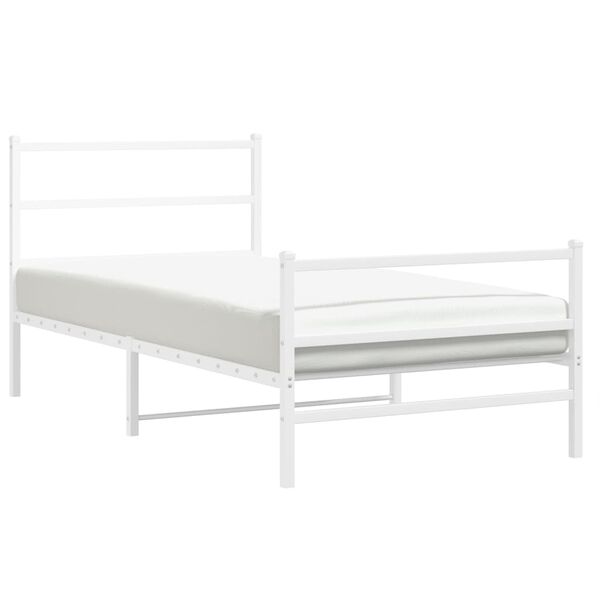 vidaXL Bed Frame White Steel Twin Bed Frame Rectangular Modern